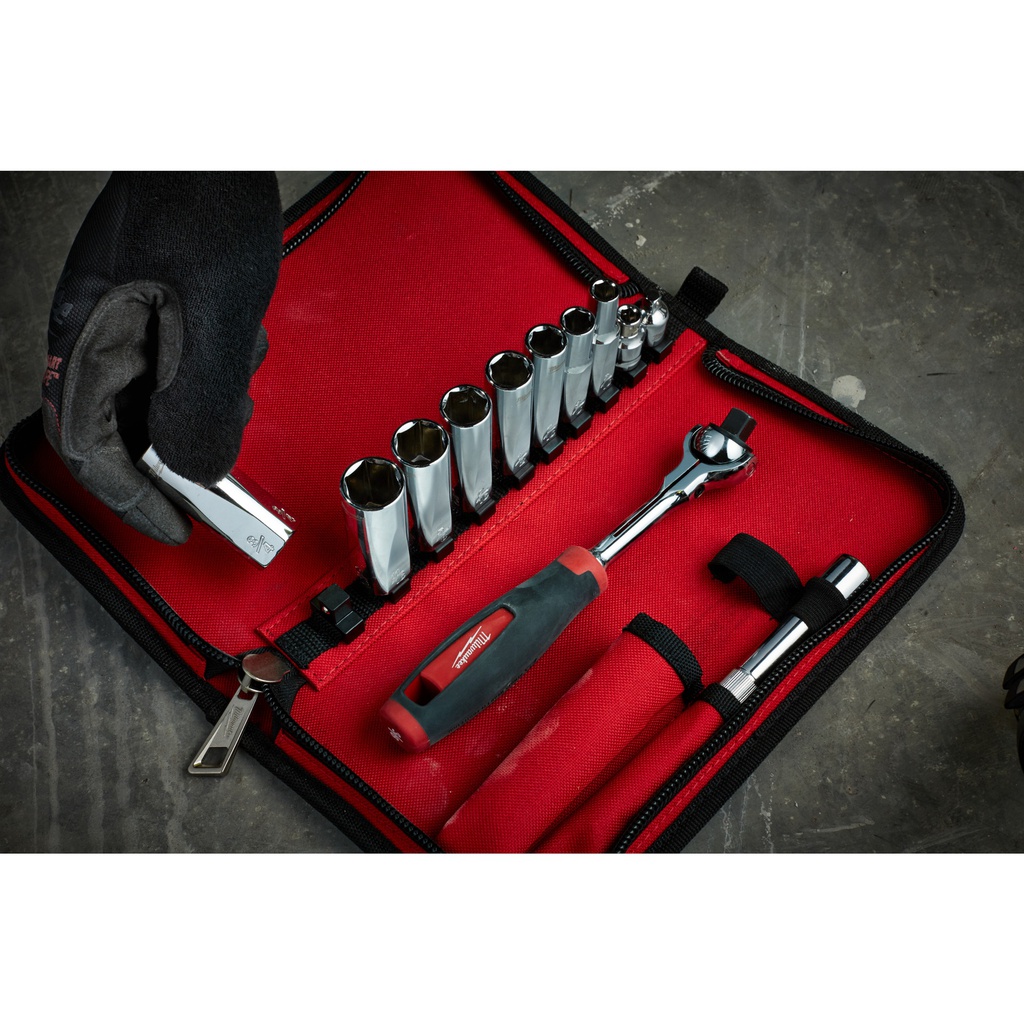 Zestaw_nasadek_⅜″_z_grzechotką_Milwaukee_Tradesman_3/8"_Ratchet_Set_-_12_pcs_1
