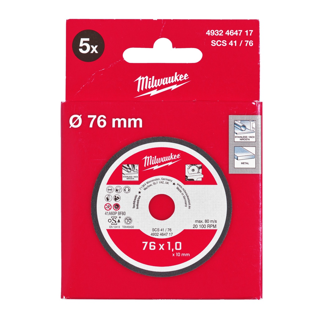 Tarcze_cienkie_do_cięcia_metalu_PRO+_Milwaukee_SCS_41/76_x_1_x_10_mm_-_5_pcs_1