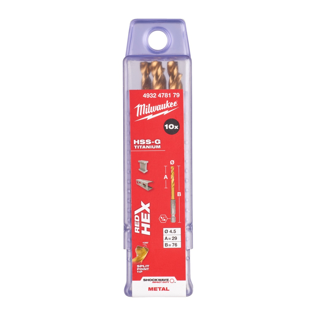 Wiertła_do_metalu_HSS-TiN_-_opakowanie_5_i_10_sztuk_Milwaukee_Shockwave_HSS-G_TiN_Red_Hex_4.5_mm_-_10_pcs_1
