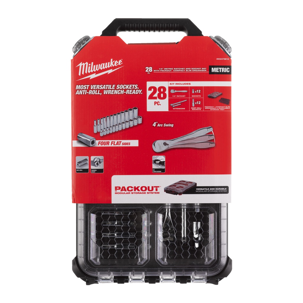Zestawy_nasadek_z_grzechotką_Milwaukee_1/4"_Metric_28_pc_Ratchet_&_Socket_PACKOUT_Set_3