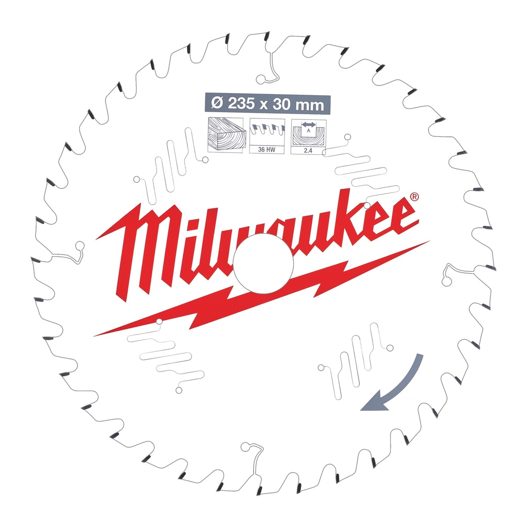 Tarcze pilarskie do ręcznych pił tarczowych Milwaukee | CSB P W 235 x 30 x 2,4 x 36ATB