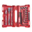 Zestaw: Grzechotka, nasadki 1/4" i bity udarowe Milwaukee | 1/4" Ratchet & Driver & Socket set - 38pc