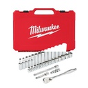 Zestawy nasadek  z grzechotką Milwaukee | 3/8 Drive 32 pc Ratchet + Socket Set  Metric