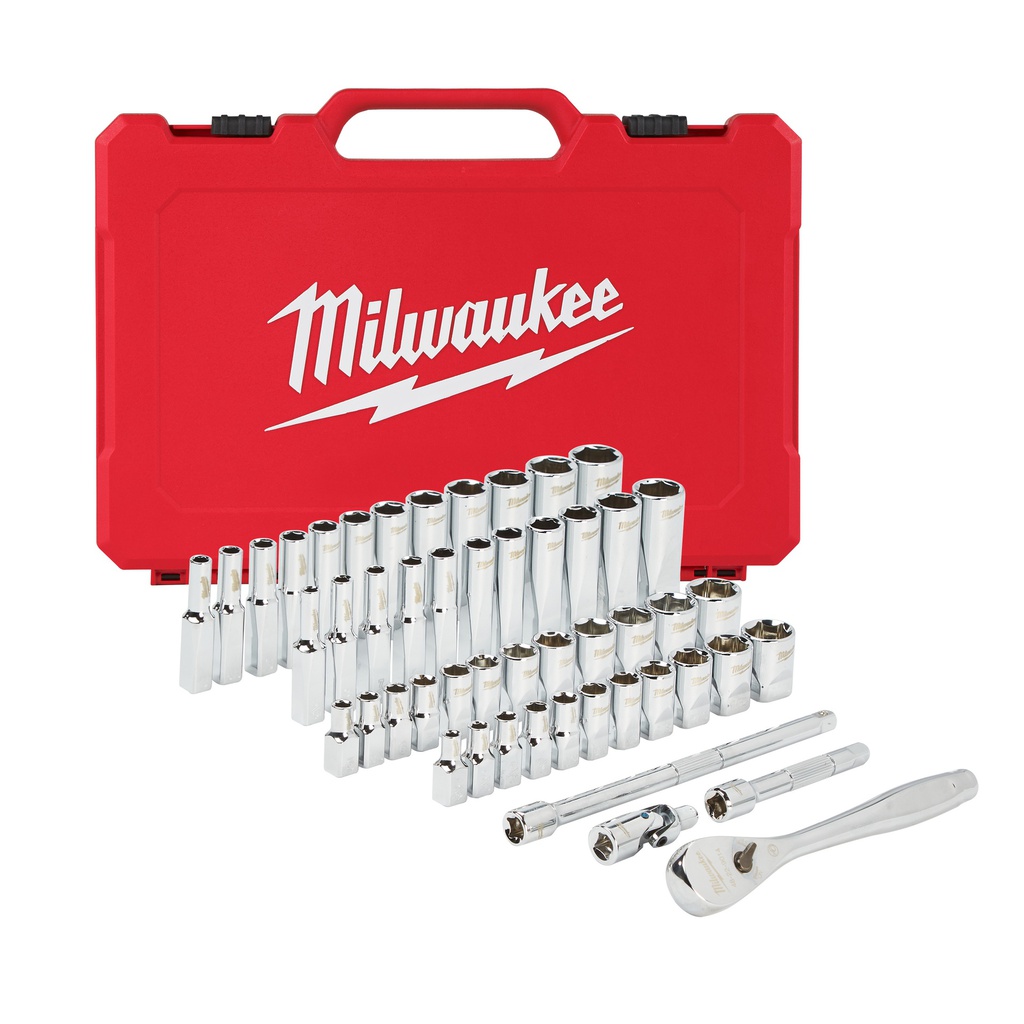 Zestawy nasadek  z grzechotką Milwaukee | 1/4 50 pc Drive Ratchet.+ Socket Set SAE + Metric