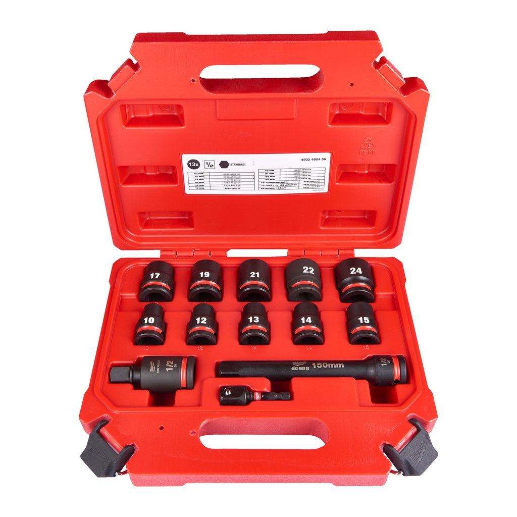 Zestaw nasadek udarowch SHOCKWAVE™ IMPACT DUTY STD ½"  Milwaukee | 1/2" impact socket set STD-13pc