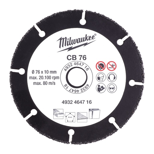 [4932464716] Tarcza z nasypem z węglika wolframu Milwaukee | CB 76 mm - 1 pc