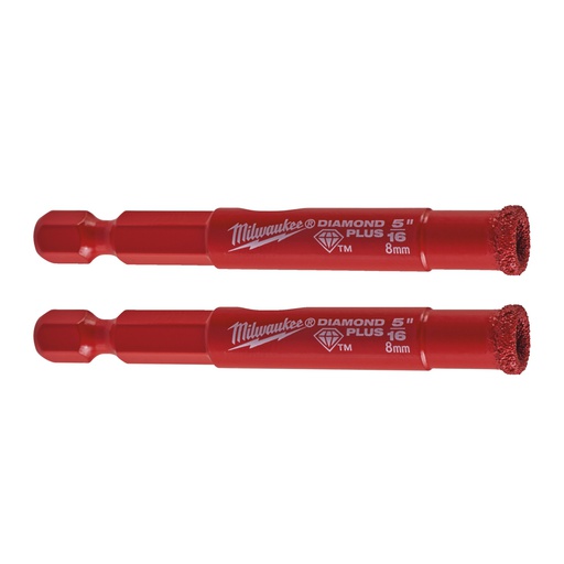 [4932479233] Wiertła ¼" do wiercenia na mokro / sucho Diamond MAX™  Milwaukee | 8 mm ¼" Hex - Twinpack