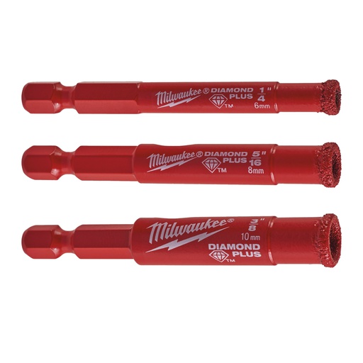 [4932471771] Wiertła ¼" do wiercenia na mokro / sucho Diamond MAX™  Milwaukee | Diamond Drill 3pcs Set -3 pc