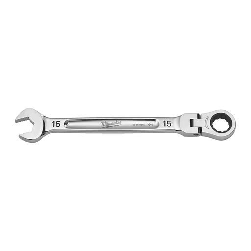 [4932480188] Klucze płasko-oczkowe MAXBITE™ z ruchomą główką grzechotki Milwaukee | Maxbite Flex Head Ratcheting Spanner - Metric - 15 mm