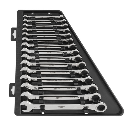 [4932464994] Zestawy kluczy płasko-oczkowych z grzechotką MAX BITE™ Milwaukee | 15 pc Maxbite Ratchet Metric Combination Spanner Set - 1 pc