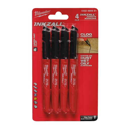 [4932480551] Markery INKZALL™  Milwaukee | Inkzall Markers Black - 4 pcs