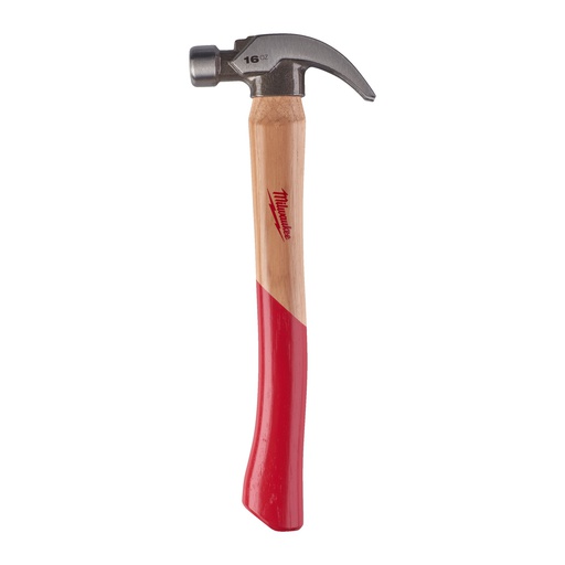 [4932478659] Młotek ciesielski z trzonkiem z drewna hikorowego, pazur zakrzywiony Milwaukee | Hickory Curved Claw Hammer 16oz / 450g