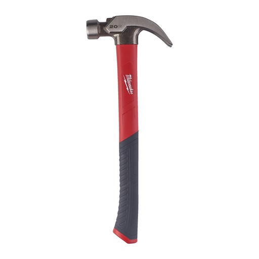 [4932478658] Młotek ciesielski z trzonkiem z włokna szklanego, pazur zakrzywiony Milwaukee | Fiberglass Curved Claw Hammer 20oz / 570g