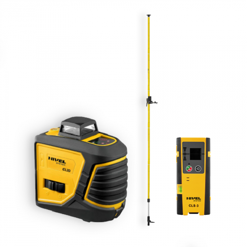 [CL2D-zestaw3] Laser budowlany Nivel System CL2D - ZESTAW   tyczka rozporowa LP-33   czujnik CLS-3